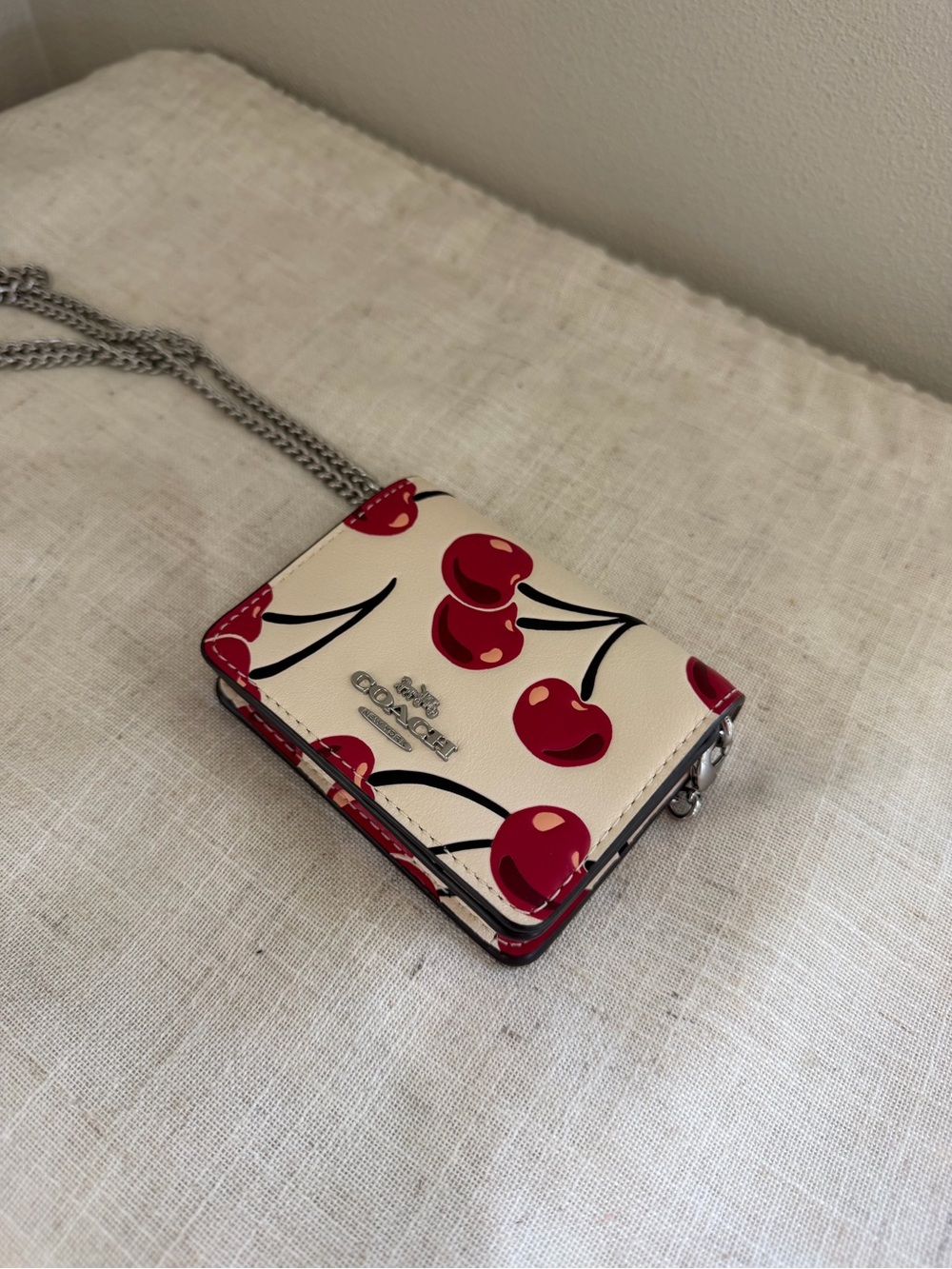 Coach Mini Wallet Chain Cherry Print Crossbody NWT - Picture 5 of 9